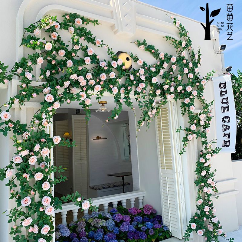 道具仿真玫瑰花藤网红花墙家居门头假花拍照装扮餐厅背景墙
