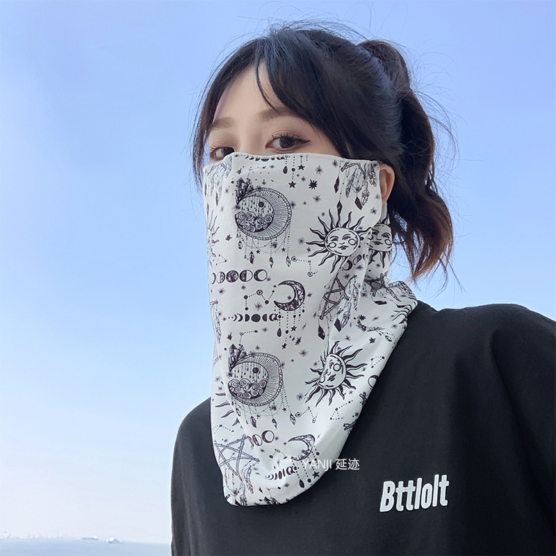 挂耳防晒面罩男全脸遮阳开车护颈骑行面巾机车女脖子防晒脸罩面纱