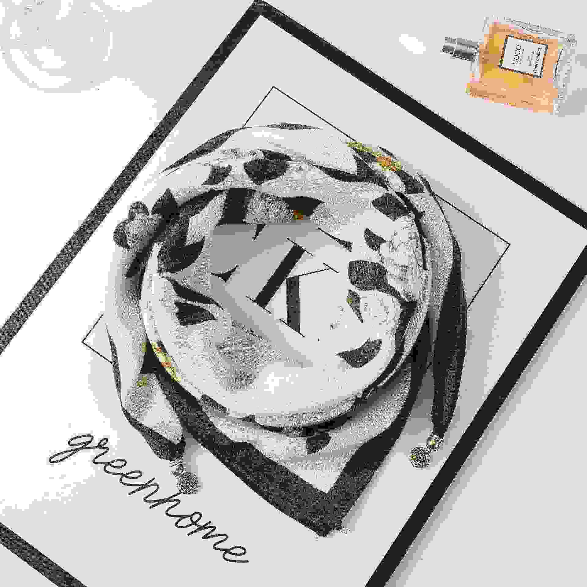 秋冬新款气质百搭护颈保暖围巾洋气领巾丝巾韩版小金球磁扣丝巾普