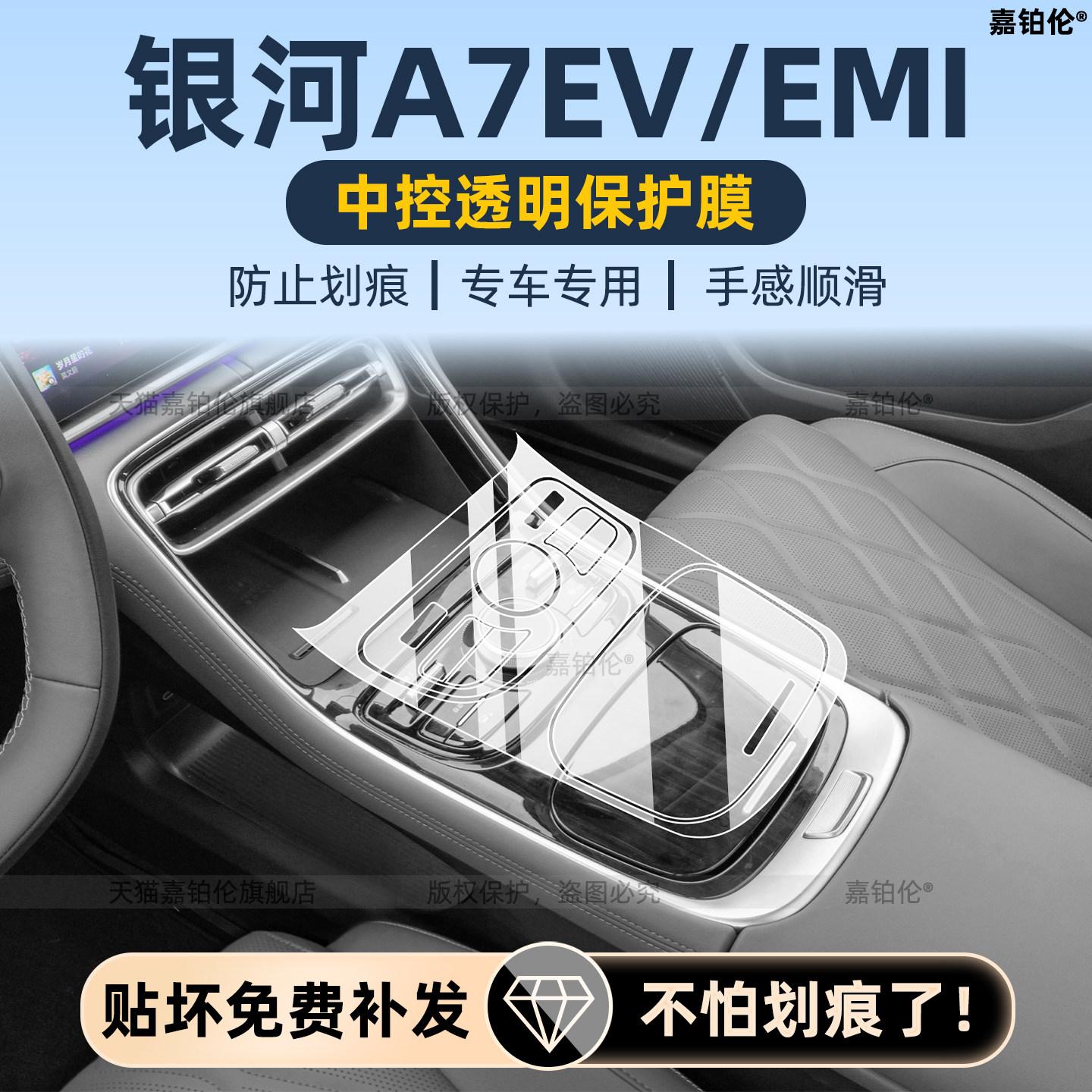 适用于吉利银河A7ev/emi中控内饰保护膜屏幕钢化膜车机b柱改装件