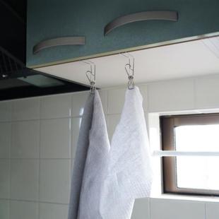 不锈钢收纳夹子吊柜柜门挂钩厨房手套收纳夹抹布海绵擦夹隔板挂架