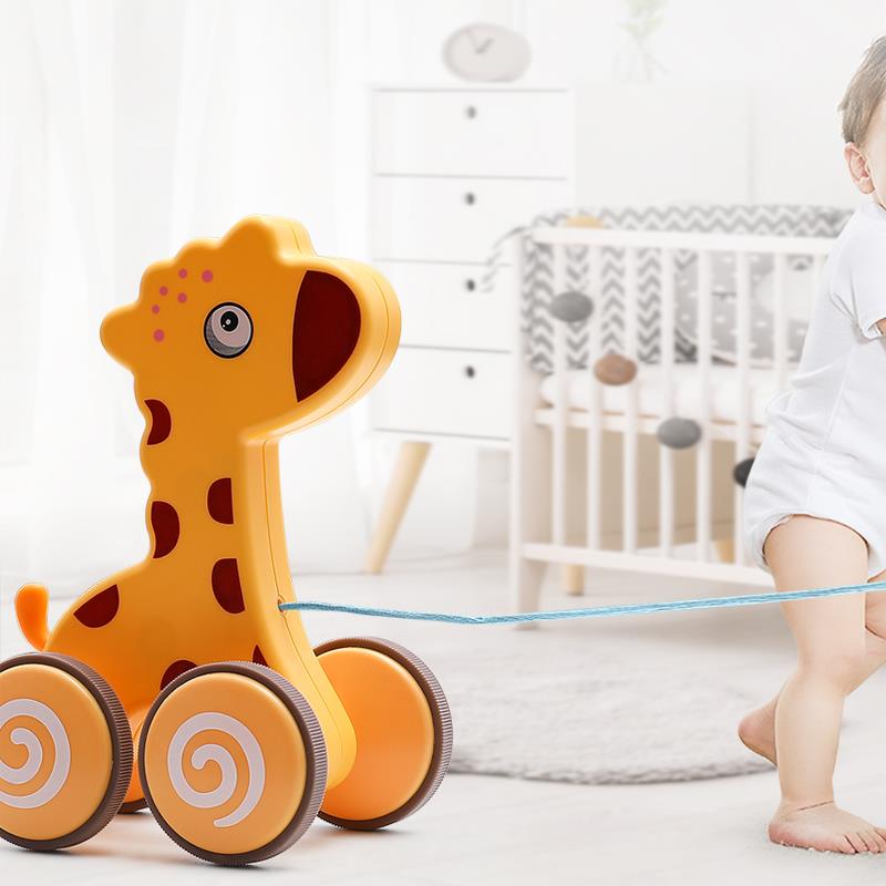 网红儿童牵绳拖拉动物玩具爬行小狗长颈鹿玩具1男女孩宝宝2学步03