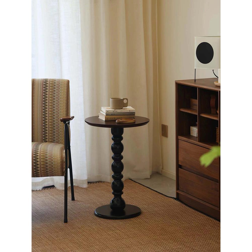 Cora法式家用实木沙发边几覆古小桌子床头美式茶几圆几咖啡角几