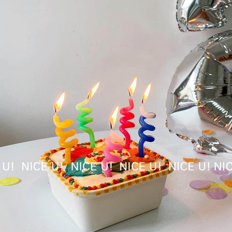 nice u！韩国ins彩色渐变扭曲蜡烛可爱创意派对野餐气氛蜡烛