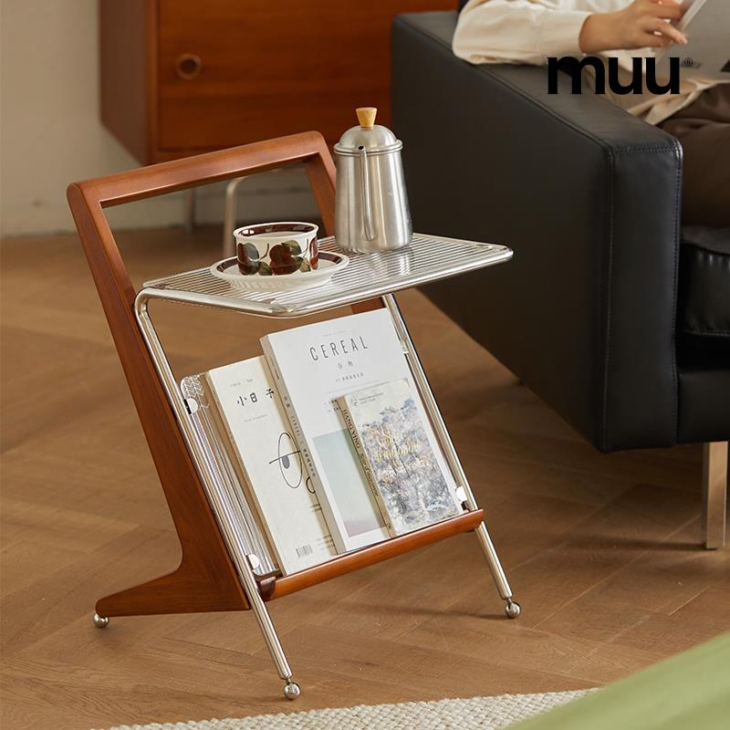 复古实木边几置物架可移动北欧小户型客厅沙发玻璃小方桌卧室角几
