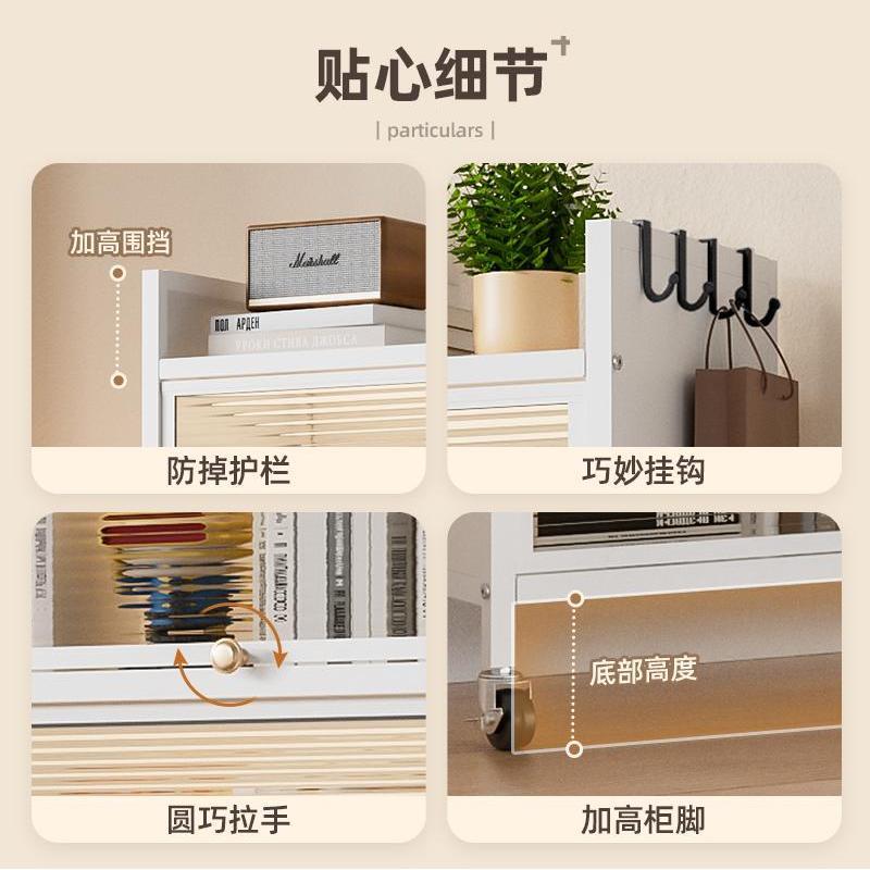 北欧轻奢钢制书架落地带门儿童书柜家用客厅收纳柜防尘简易置物架