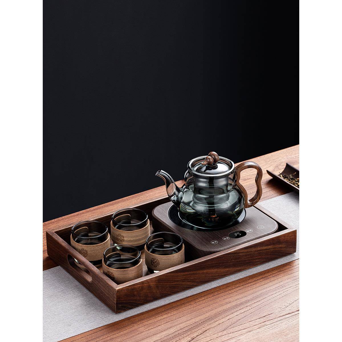 2025新款超薄电陶炉小型煮茶器高硼硅玻璃煮茶泡茶烧水壶茶具套装