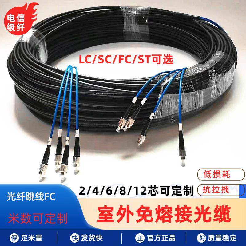 FC-FC免熔接室外铠装光纤跳线单模户外野战光纤延长2/4/6/8/12芯