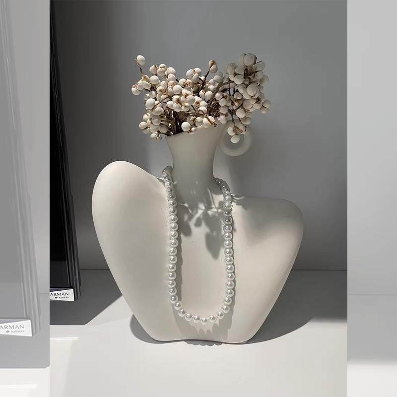 高级感摆件艺术创意美人肩陶瓷花瓶电视机柜客厅小众设计感摆件