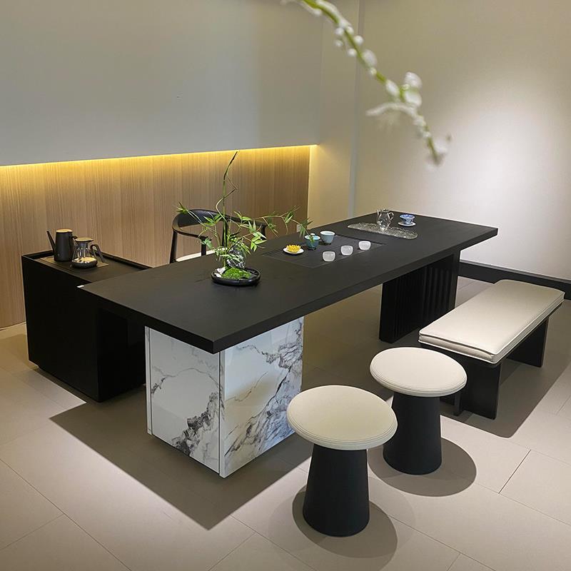 新中式茶桌2025新款大理石拼接烧水壶一体嵌入式办公室茶台泡茶室