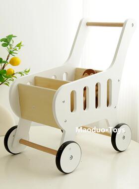 儿童过家家学步购物车手推车白色ins风仿真超市贩卖车子男女孩ADS