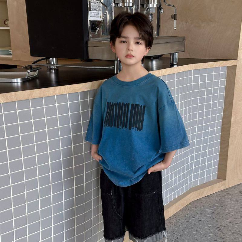 男童夏季纯棉短袖t恤2026新款儿童宽松童装上衣5韩版男孩中袖潮牌