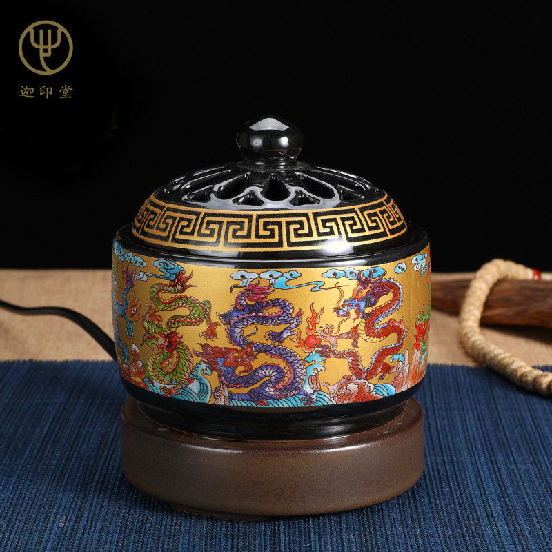 迦印堂陶瓷电香炉电子熏香炉可调温焚香炉家用檀香沉香香薰炉