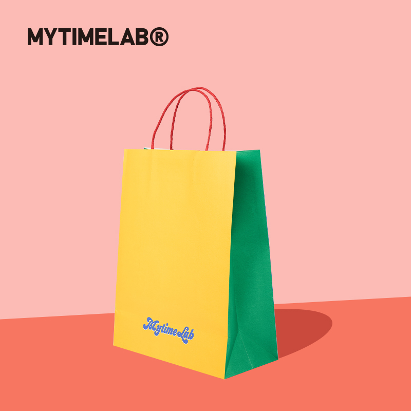 MYTIMELAB摩太潮玩购物袋手提中号可爱多巴胺简约撞色款送礼品用