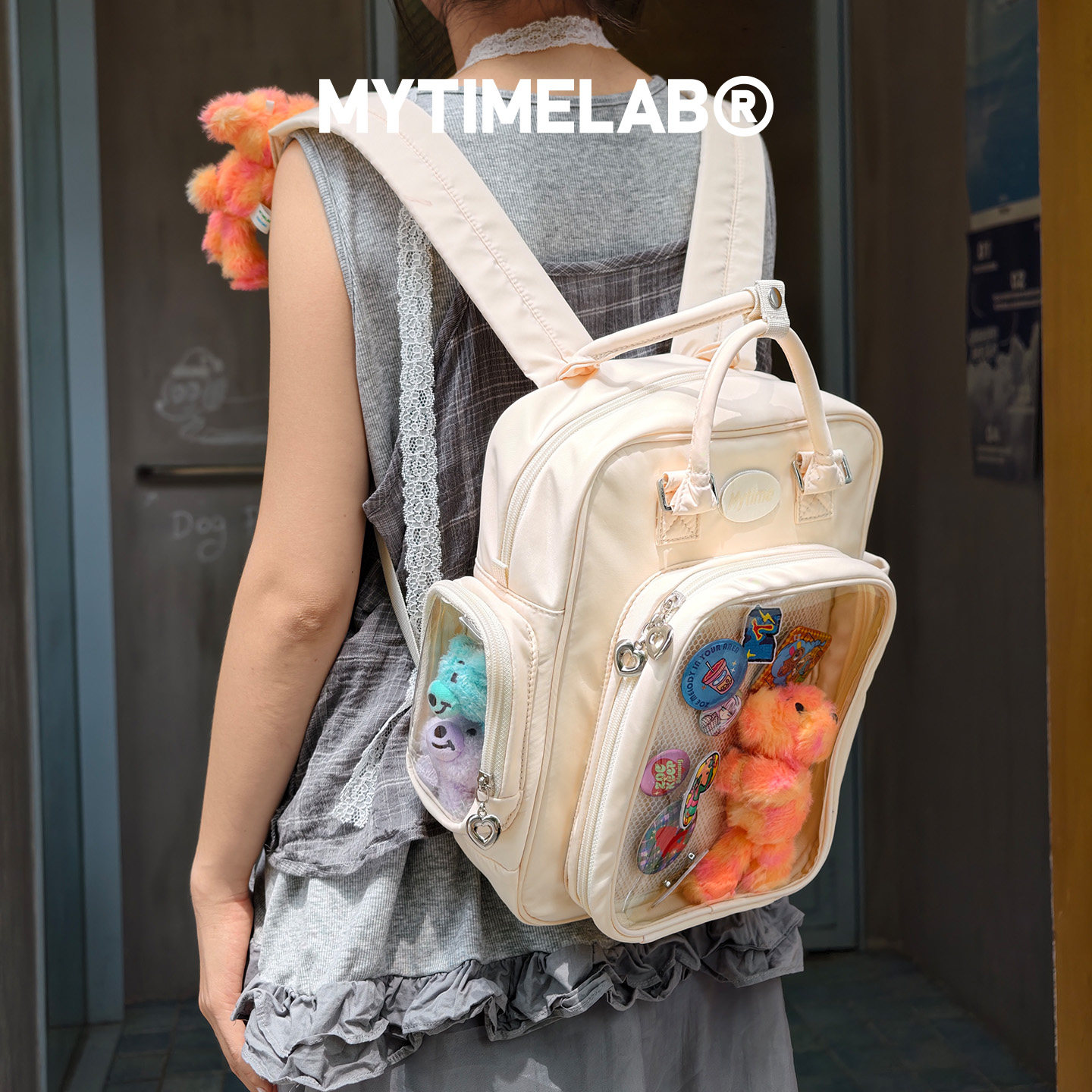 MYTIMELAB摩太潮玩ZOE芭蕾学院双肩痛包可爱学院风透明层多功能