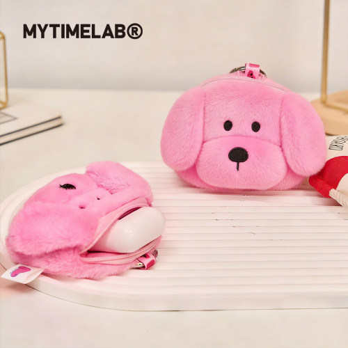 MYTIMELAB摩太潮玩粉狗耳机包挂件 原创可爱卡通女治愈萌系毛绒