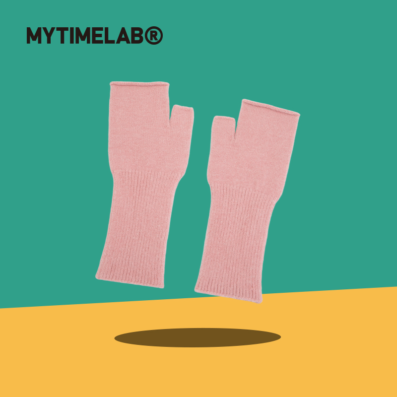 MYTIMELAB摩太潮玩纯色半指手套秋冬针织保暖舒适针织手套柔软女
