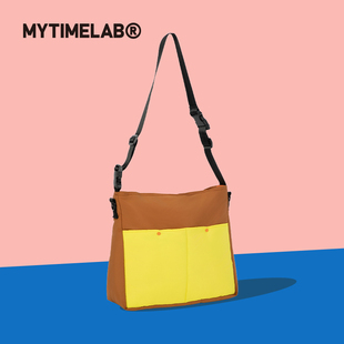 MYTIMELAB摩太潮玩大号拼色斜挎包秋冬旅行包时尚通勤户外多口袋