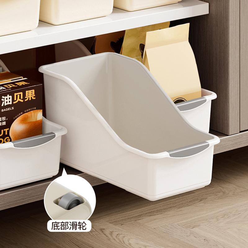 橱柜收纳杂物带滑轮锅具置物架