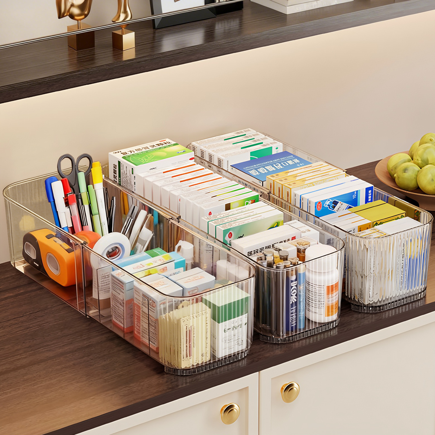 药品收纳盒家用柜内分格储药架