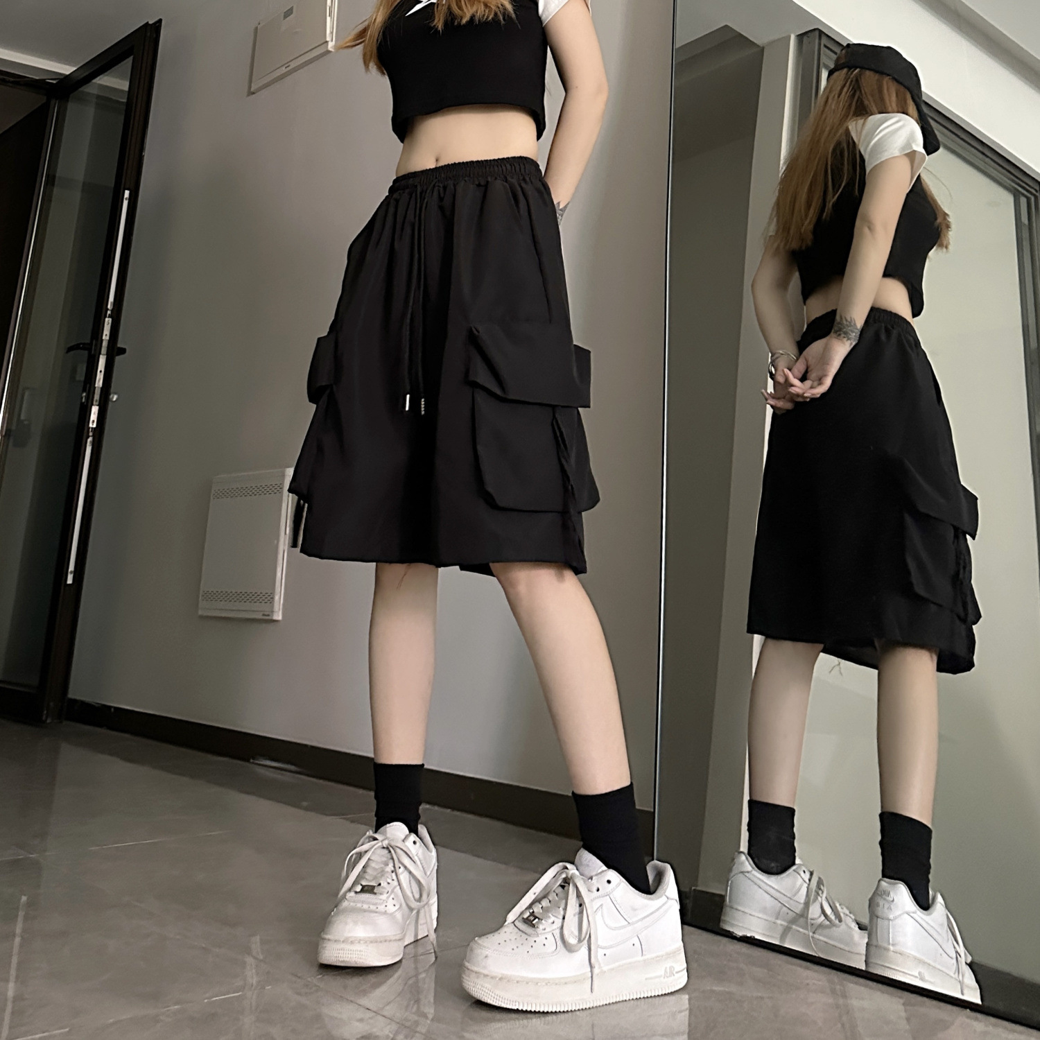 运动短裤女美式2025夏季新款薄款外穿阔腿休闲显瘦速干工装裤五分