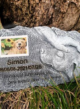 天使猫狗摆件树脂宠物墓碑纪念石花园动物雕像装饰品手工创意摆件