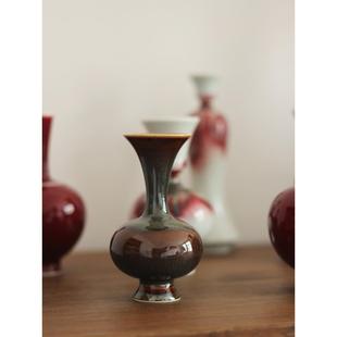 三生器物新品手工多彩小号茶席花瓶禅意花器中式风陶瓷摆件小花瓶