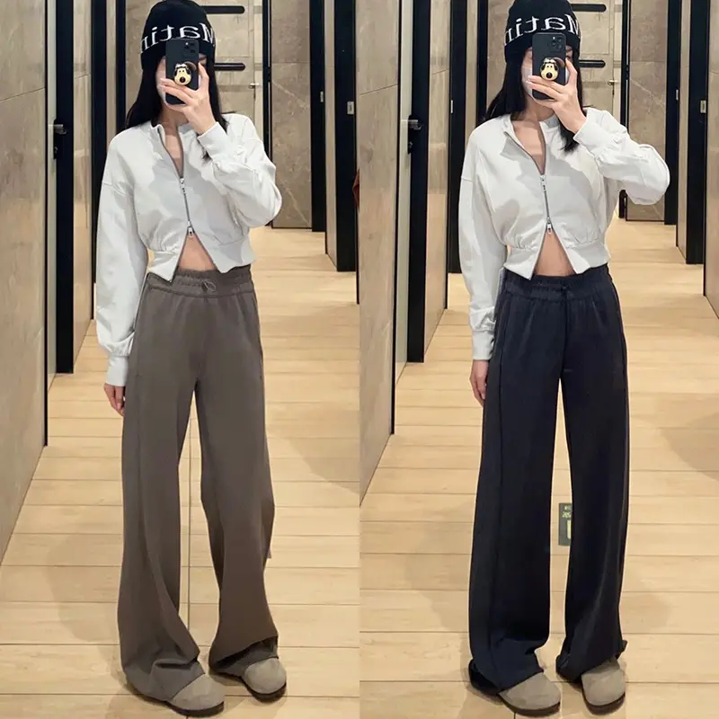 2025新款神裤 Softstreme同款罗纹螺纹裤休闲阔腿裤中腰长裤子女
