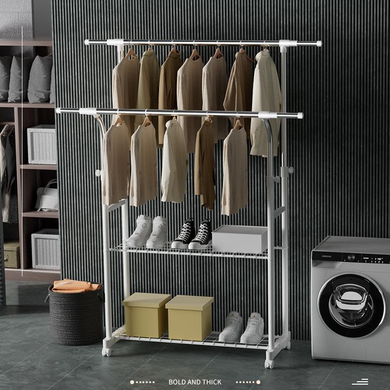 晾衣架落地双杆式伸缩不锈钢室内阳台晒衣架简易凉衣架晒架挂衣架