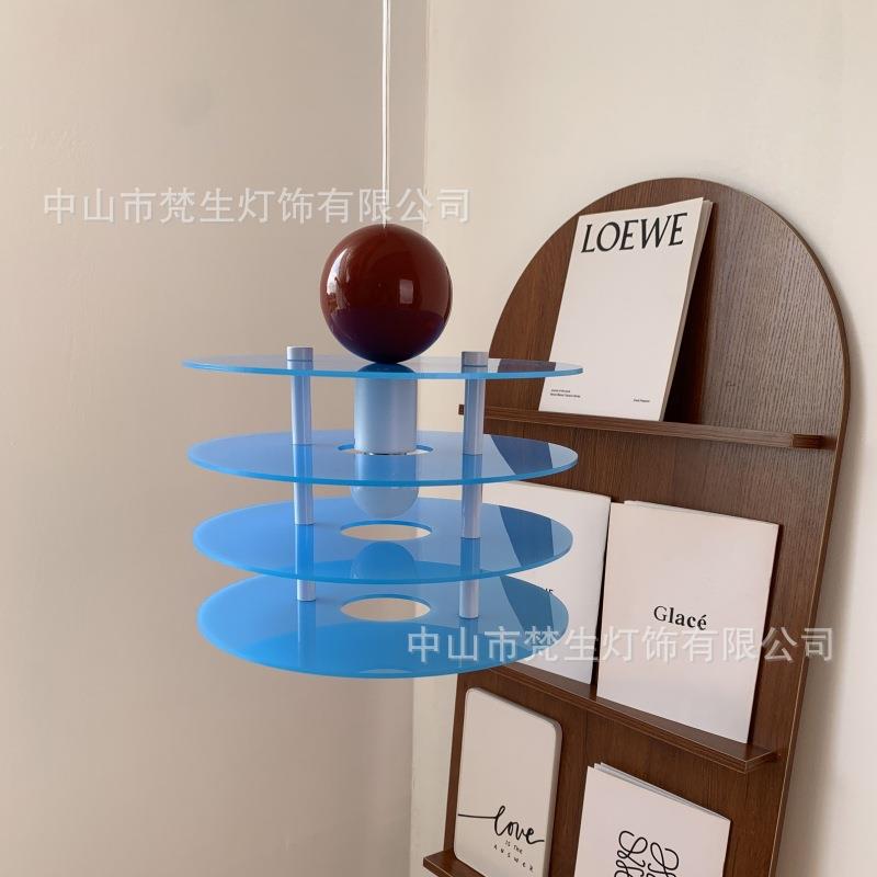 彩色亚克力飞碟吊灯韩国儿童房卧室可爱床头酒店民宿小户型装饰灯