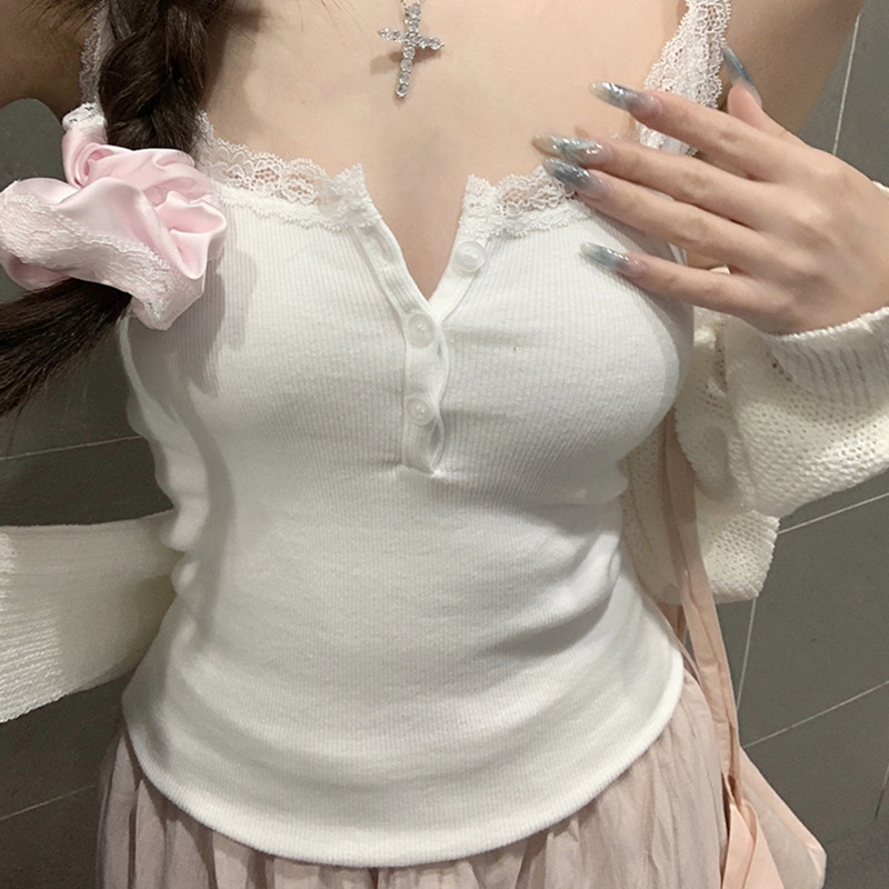 蕾丝吊带背心女内搭辣妹背心女夏外穿无袖上衣性感时尚抹胸高级感