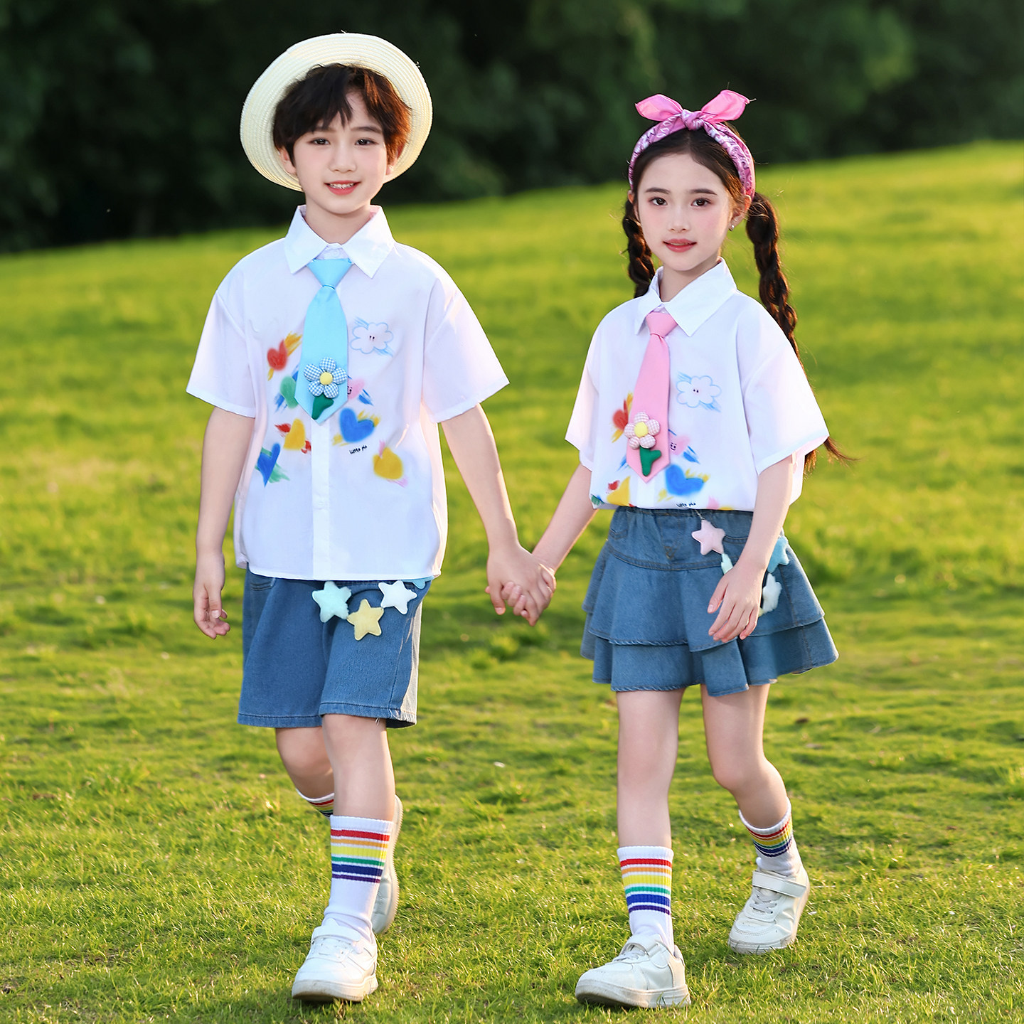 儿童啦啦队演出服装幼儿园毕业季园服小学生合唱运动会班服表演服