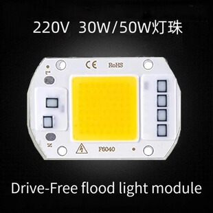 免驱动50W集成led光源灯珠20W30W路灯射灯投光灯泡灯芯片220V灯板