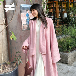 羊毛大衣女2025新款 NOT 甜美松弛感粉色针织长款 Rachel法式 EVEN