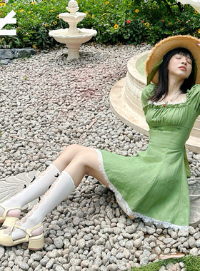 【鹦鹉梨推荐】Not EVEN 绿野仙踪法式泡泡袖连衣裙女夏2025新款