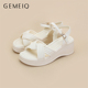 女款 新款 夏季 戈美其坡跟凉鞋 百搭优雅气质高级感配裙子白色罗马鞋