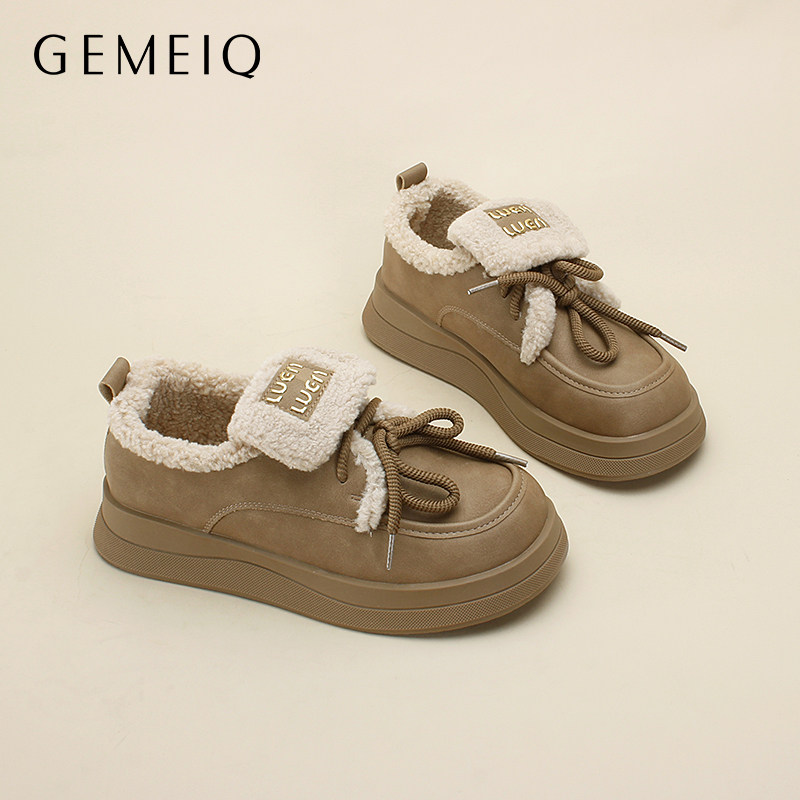 戈美其松糕厚底休闲棉鞋冬季加厚毛毛鞋不冻脚加绒乐福鞋女鞋轻便,女鞋,时尚雪地靴,淘宝优惠券,粉丝福利购,淘宝优惠卷