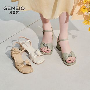 夏季 配裙女鞋 外穿新款 水钻百搭粗跟增高时尚 子 洋气爆款 戈美其凉鞋