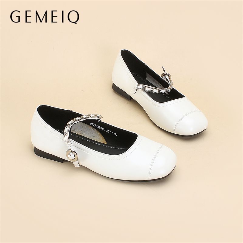 戈美其玛丽珍鞋女低跟复古平底浅口单鞋新款百搭舒适软底妈妈鞋子