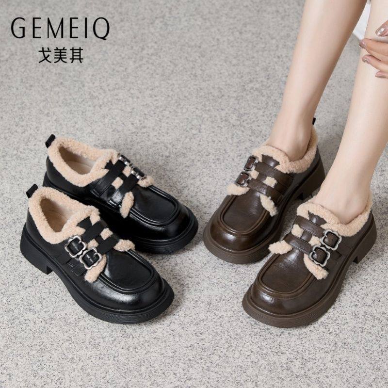 戈美其加绒乐福鞋冬季保暖棉鞋时尚百搭厚底女鞋英伦不累脚小皮鞋,女鞋,时尚雪地靴,淘宝优惠券,粉丝福利购,淘宝优惠卷