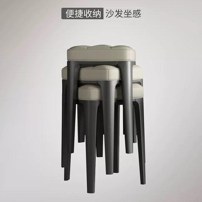 餐椅家用可叠放凳子简约舒适板凳软包化妆凳实木餐凳客厅轻奢方凳