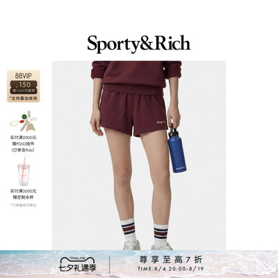 [甄选八折]Sporty&Rich 女士美式复古学院风宽松阔腿休闲短裤