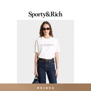 Club宽松字母短袖 Sporty&Rich Health T恤 Tennis系列男女同款
