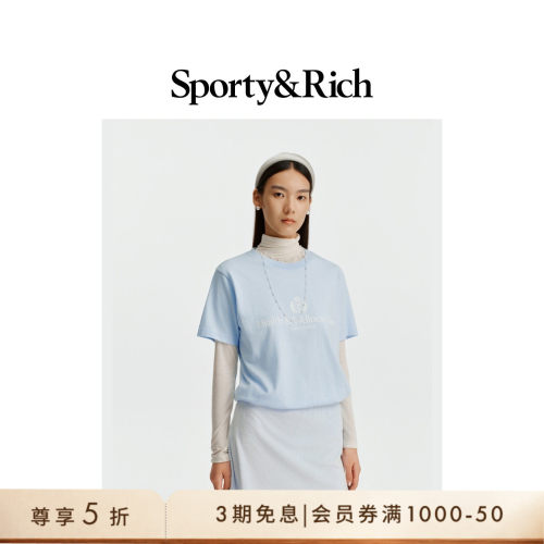 [奢享价]Sporty&Rich 男女同款徽章印花航海活力短袖T恤上衣