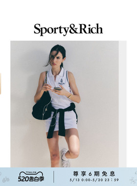 Sporty&Rich Tennis系列女士白色老钱Polo网球风无袖连衣裙短裙
