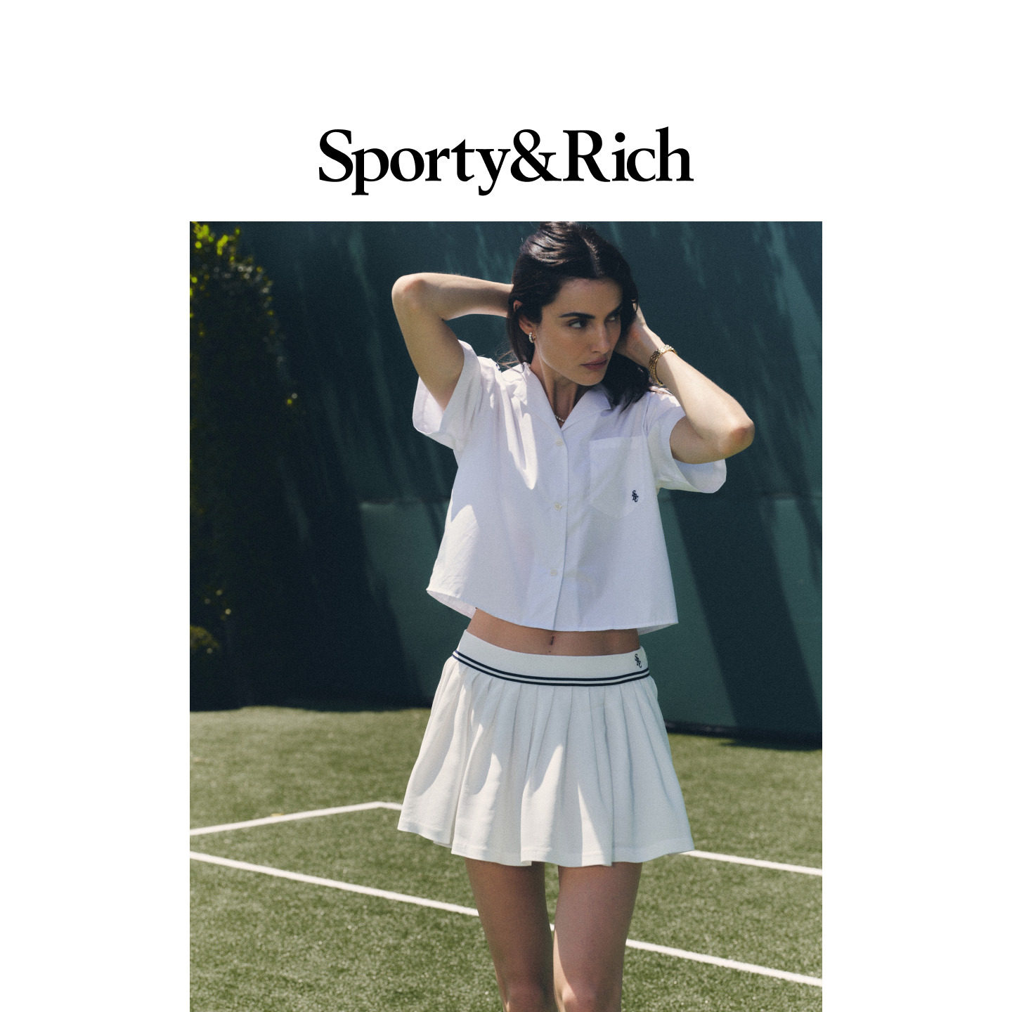 [七折礼遇]Sporty&Rich 女士夏季网球风休闲百褶裙半身裙短裙