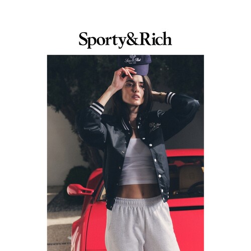Sporty&Rich Tennis系列男女同款学院风海军蓝夹克外套棒球服棉服