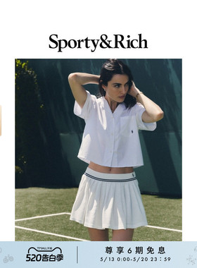 Sporty&Rich Tennis系列SRC女士夏季学院网球风休闲百褶裙半身裙