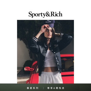 Sporty&Rich 学院风海军蓝夹克外套棒球服棉服 Tennis系列男女同款