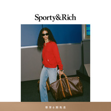 [秋冬新品]Sporty&Rich Off Duty系列女士羊绒红色开衫针织毛衣